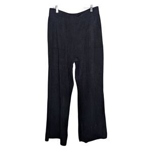 Athleta Black Felicity Cozy Pant Wide Leg Ribbed Cashmere Blend Pockets Size XL